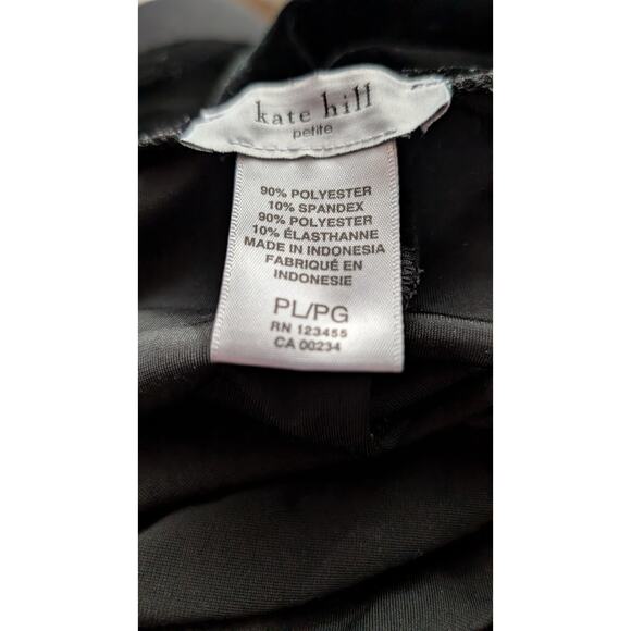 Kate Hill Petite Womens Velour Track Pants PL Black Elastic Stretch Comfort - Picture 5 of 5